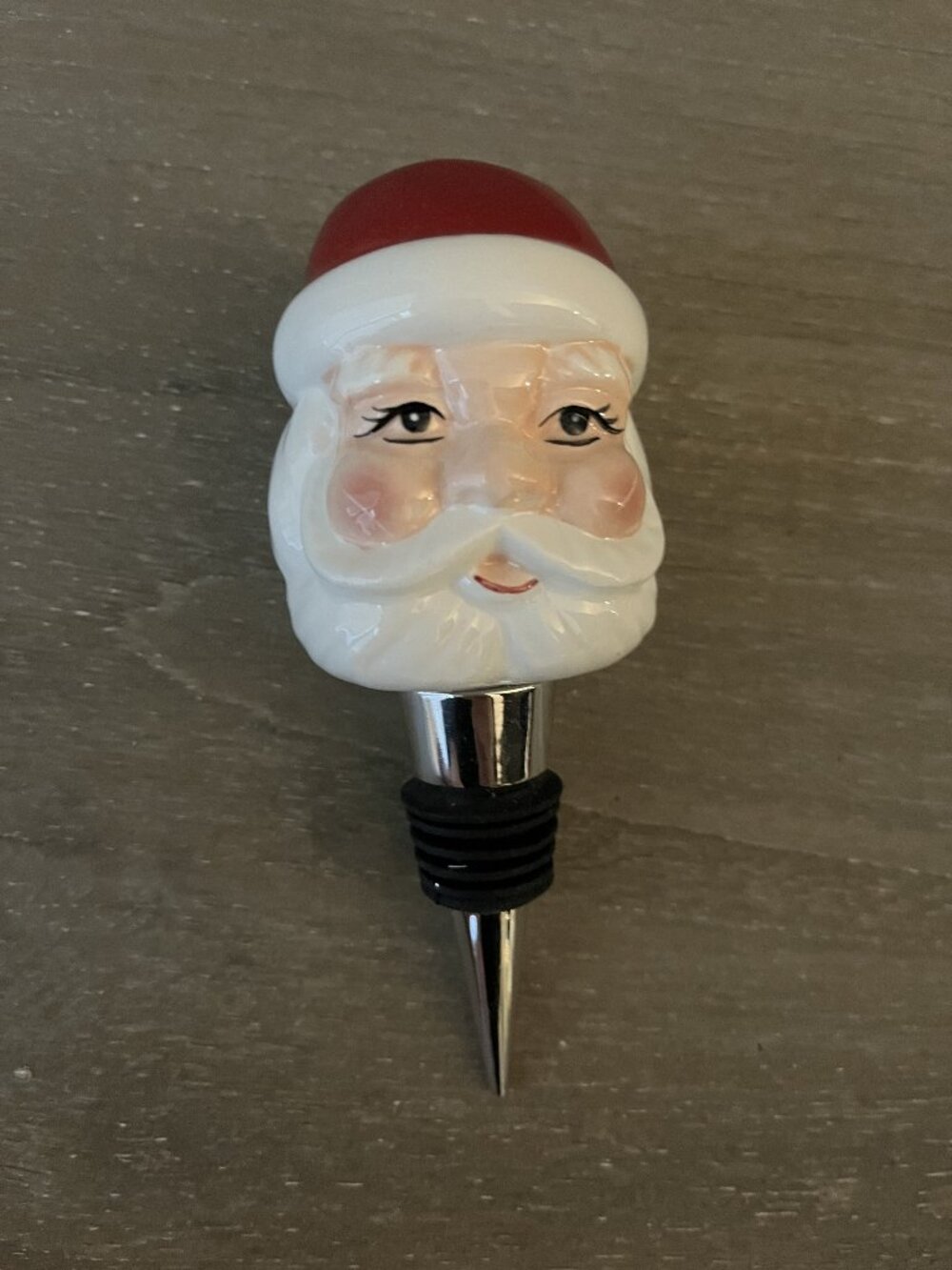 Pottery Barn Santa Clause Holiday Christmas Wine Stopper